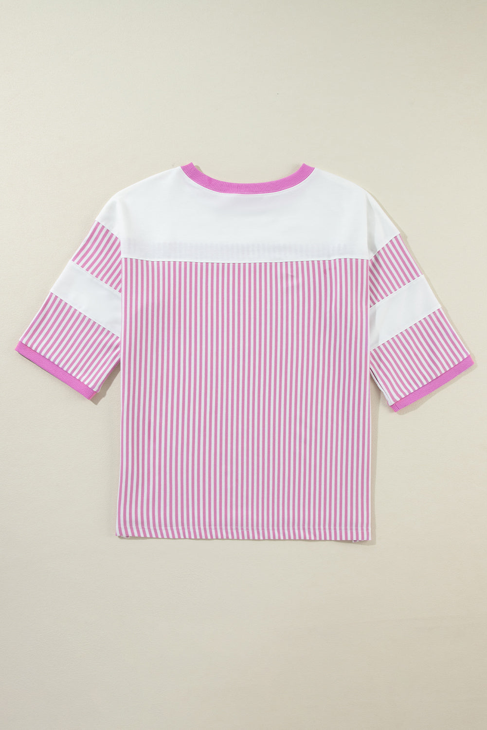 Phalaenopsis Striped Patchwork 3/4 Sleeve Oversize Top