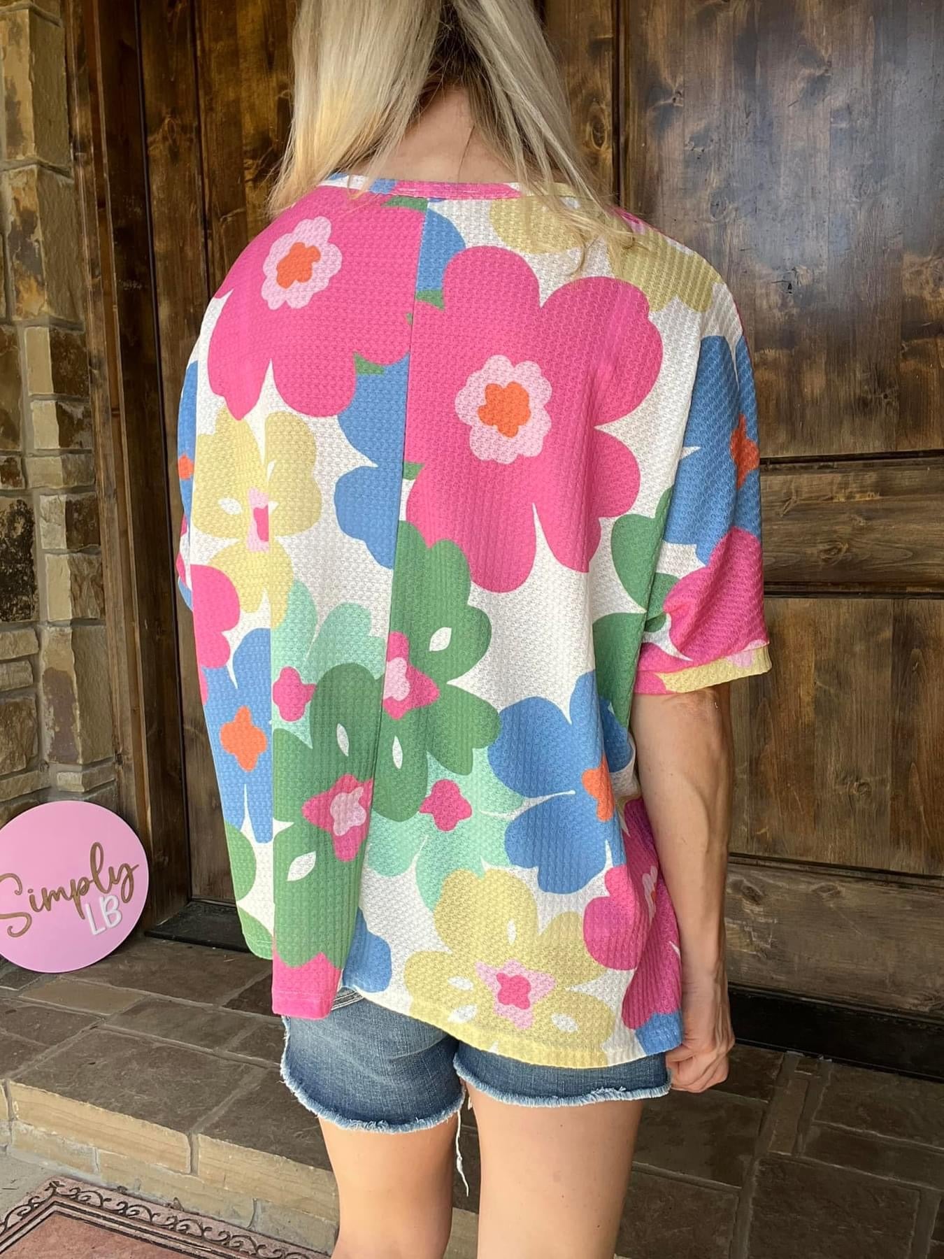 Floral Waffle Knit Top