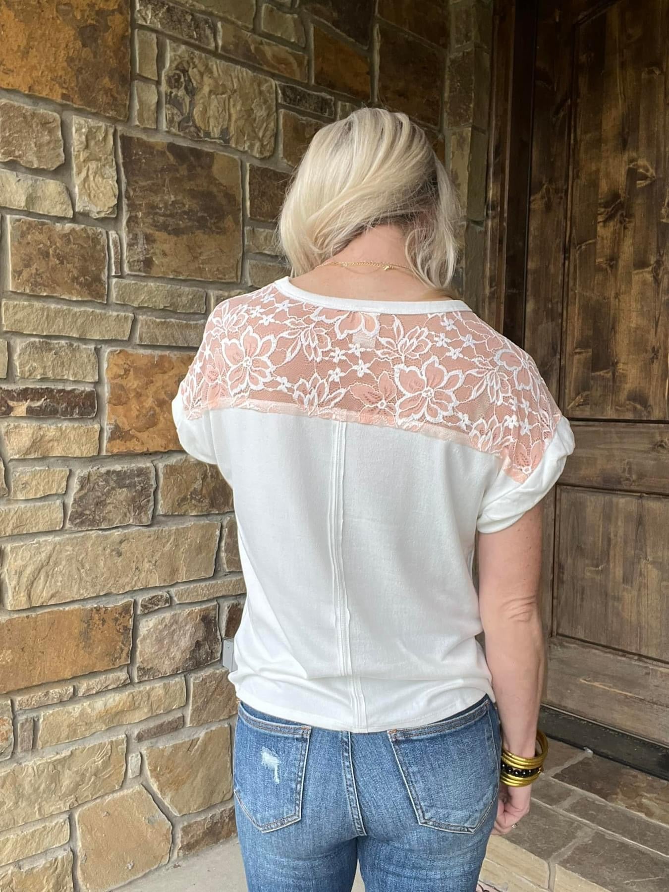 Coral Lace Top