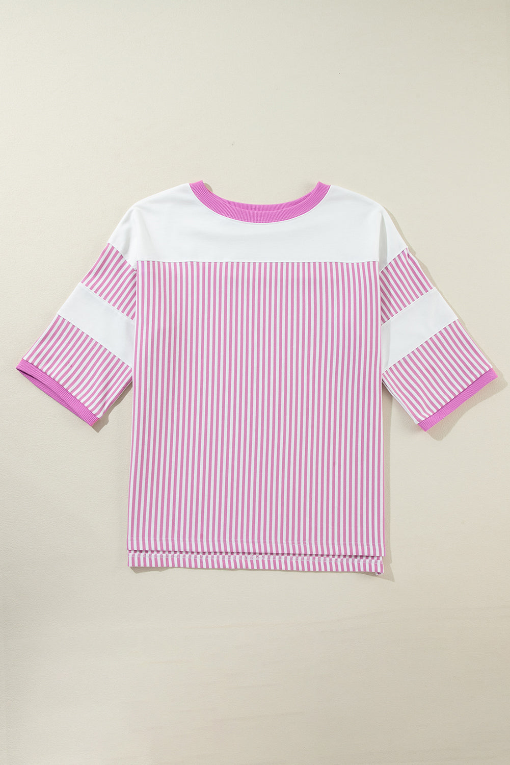 Phalaenopsis Striped Patchwork 3/4 Sleeve Oversize Top