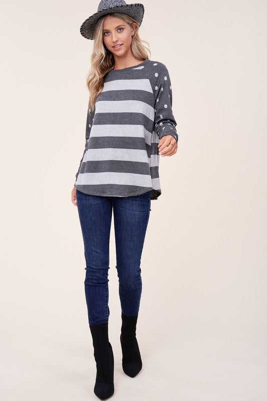 PLUS STRIPE MIXED SWEATSHIRTS