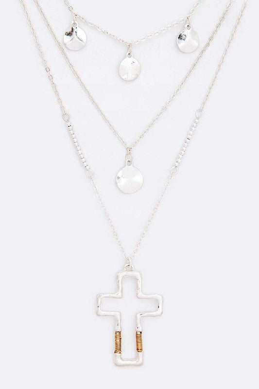 Cross Pendant Layered Necklace