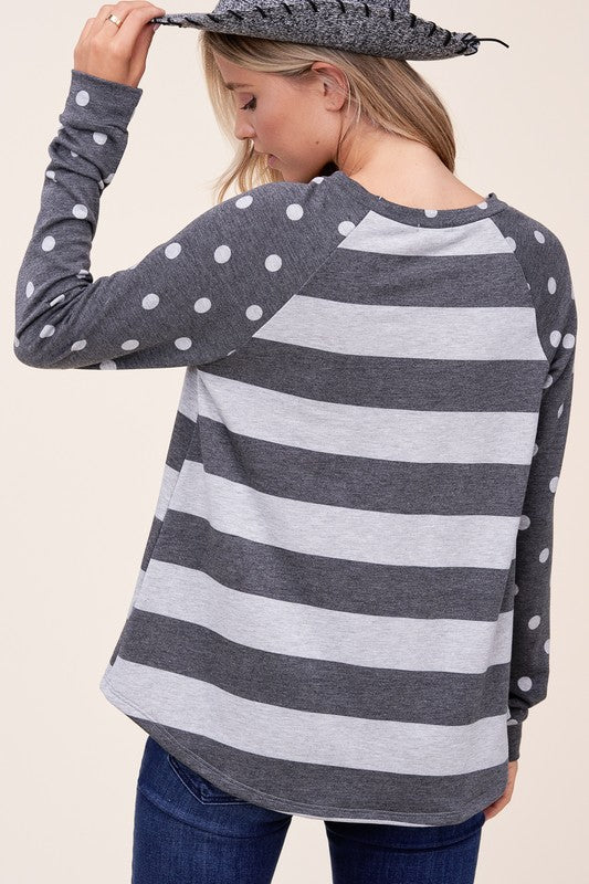 PLUS STRIPE MIXED SWEATSHIRTS