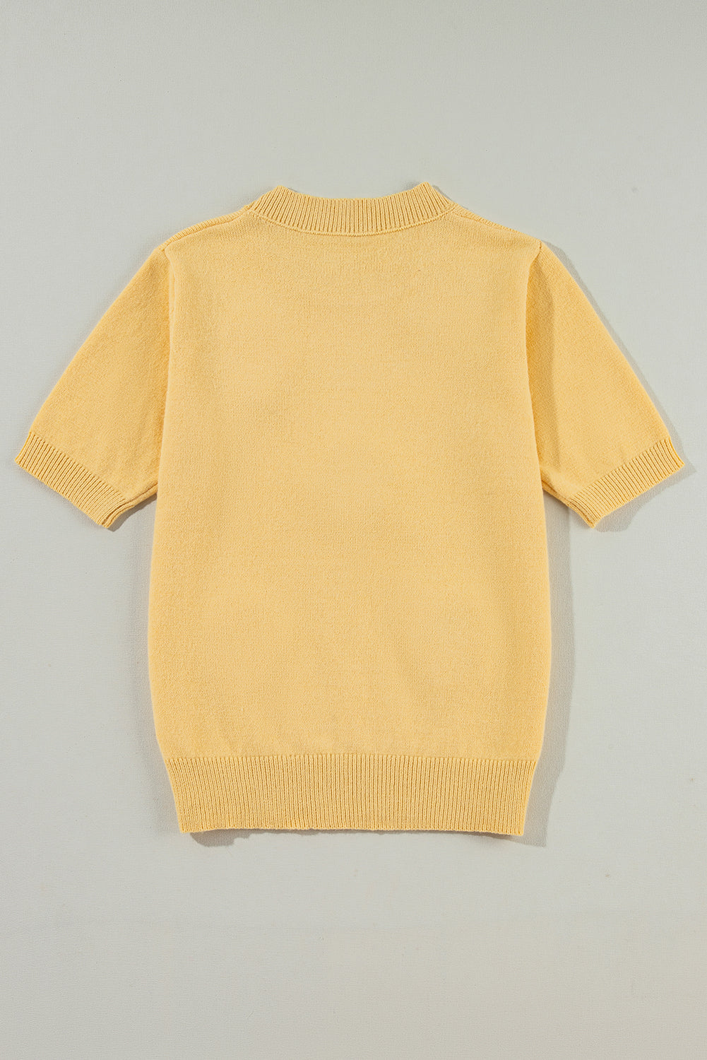 Yellow Cream Cute Flower Applique Short Sleeve Sweater