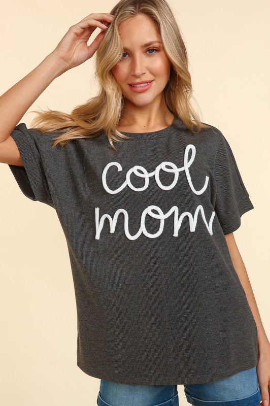 COOL MOM POP UP LETTER DOLMAN KNIT TOP