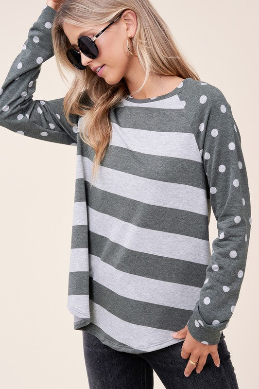 PLUS STRIPE MIXED SWEATSHIRTS