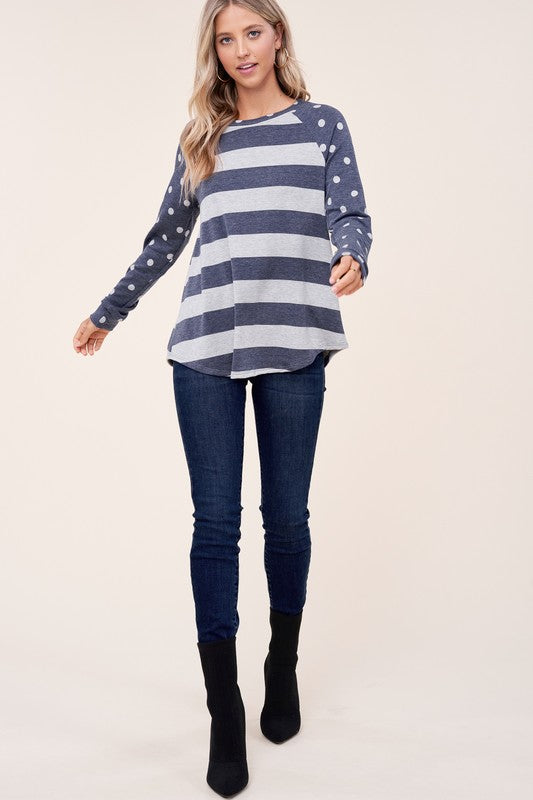 DOT STRIPE MIXED SWEATSHIRTS