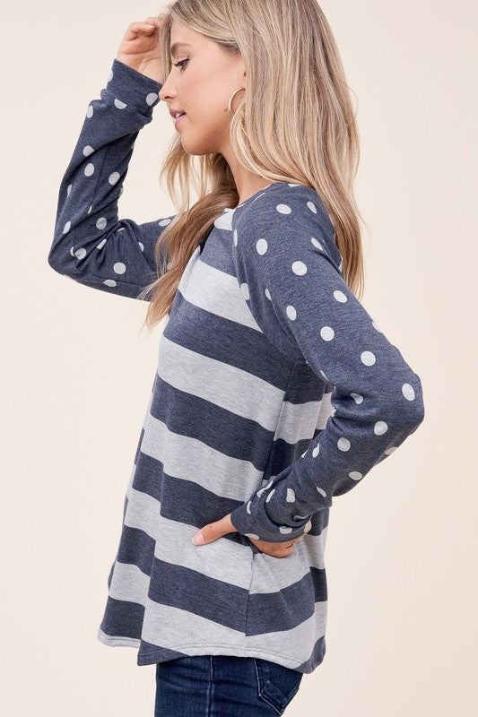 DOT STRIPE MIXED SWEATSHIRTS