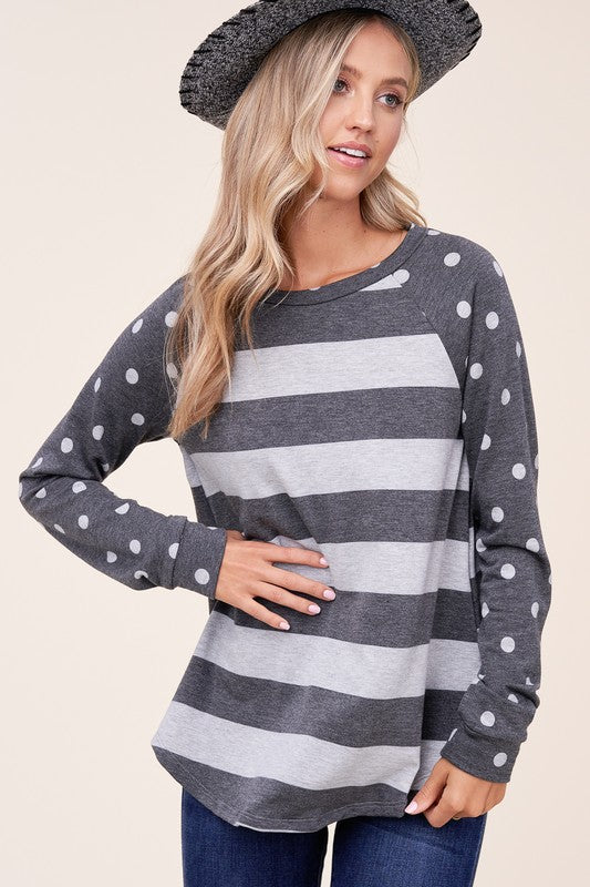 DOT STRIPE MIXED SWEATSHIRTS