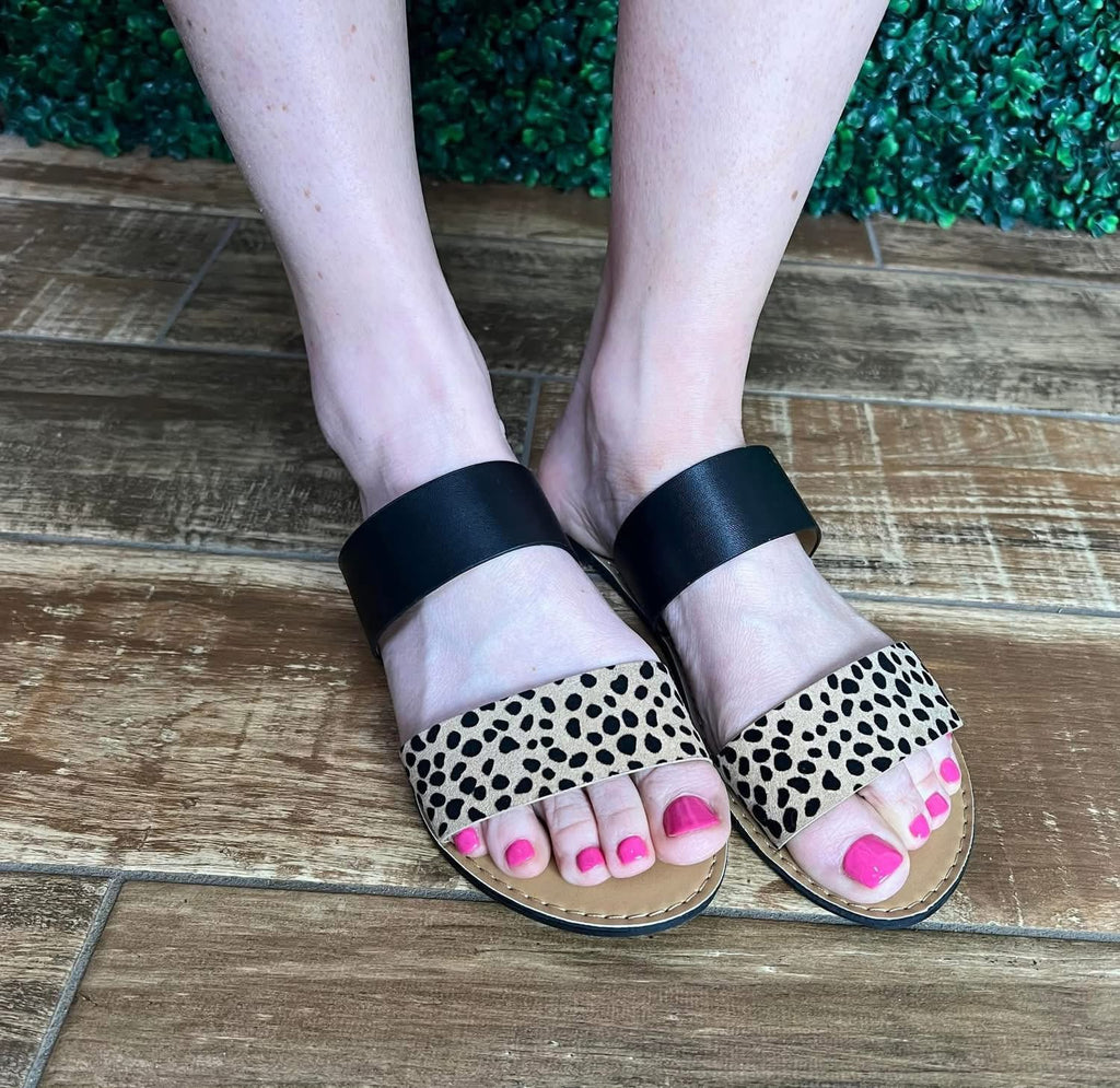 🐆 Black Leopard Slide Sandals 🐆