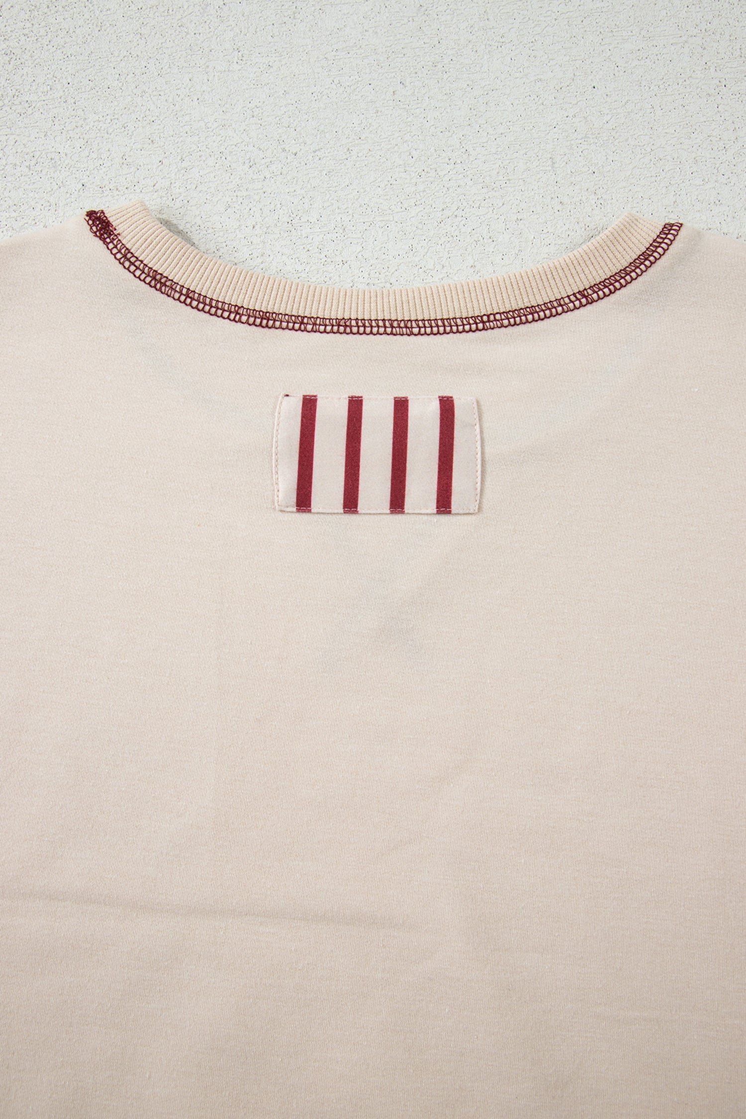 Red Stripe Sleeve Patchwork Casual Knit Top