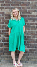 Washed Double Gauze Raw Edge Dress

Length: 36”
