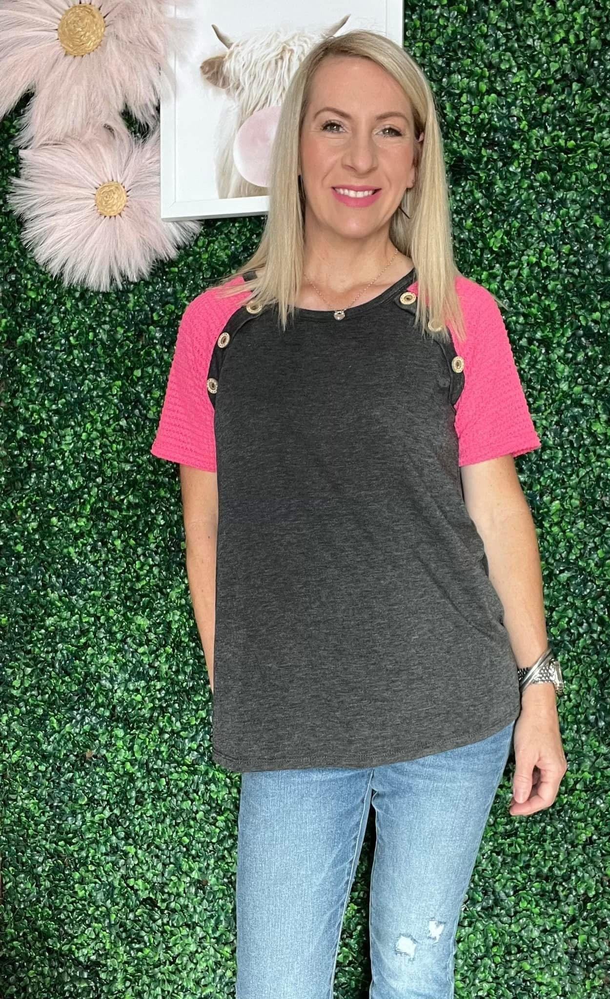 Two Toned Waffle-knit Top