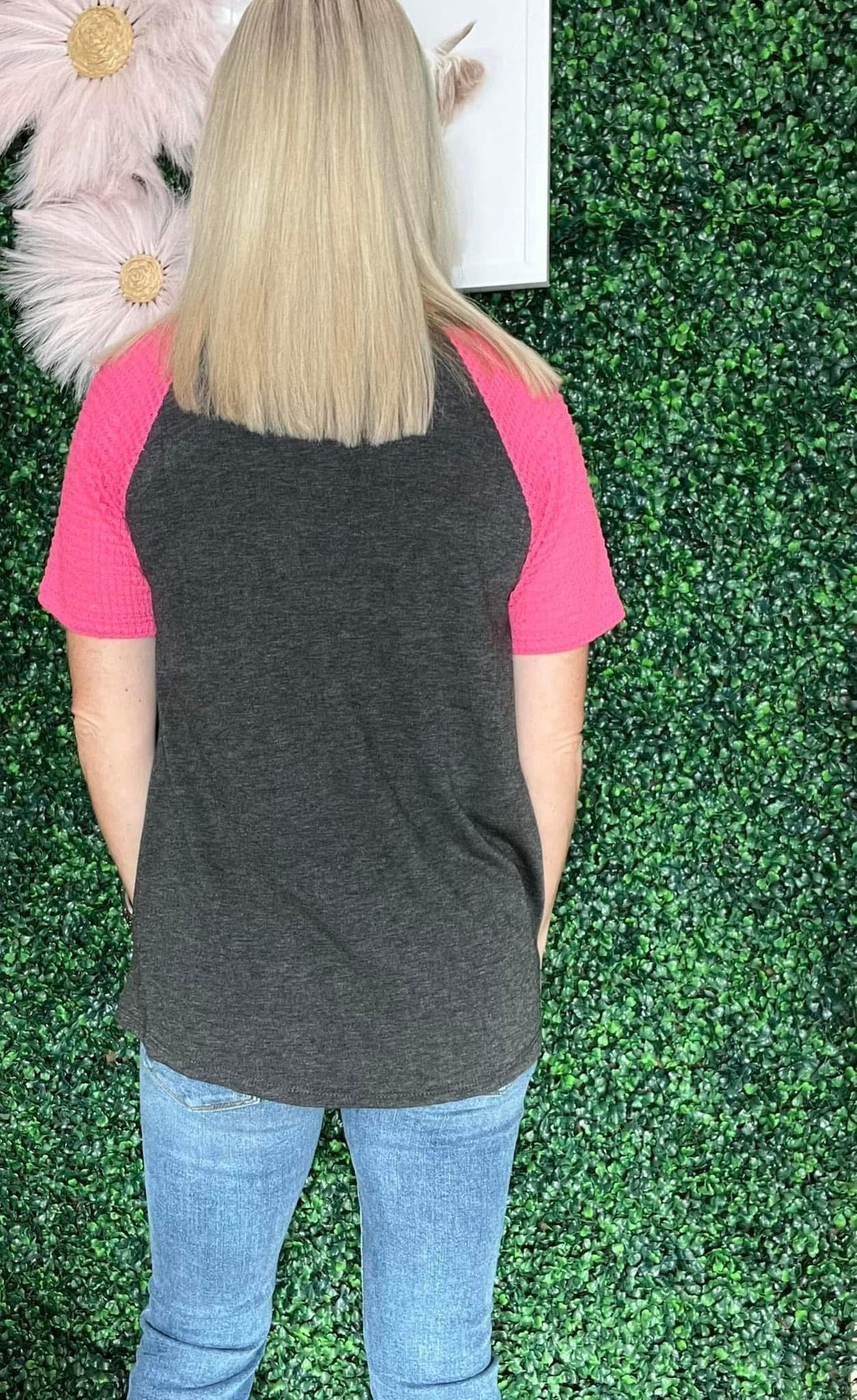 Two Toned Waffle-knit Top