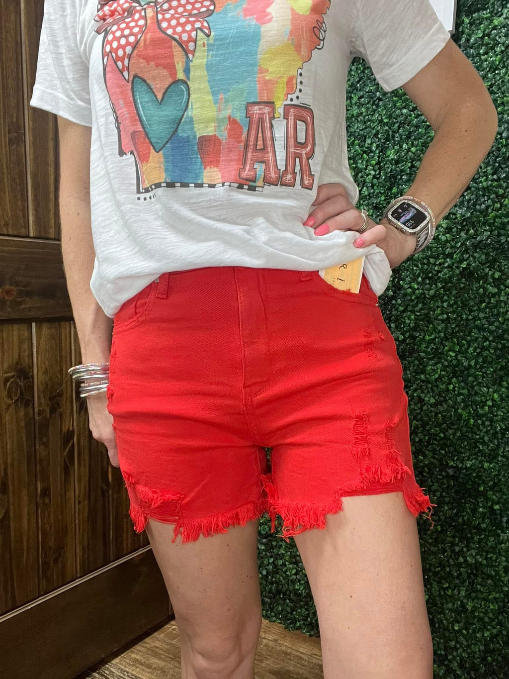 Risen Fiesta Frayed Hem Shorts