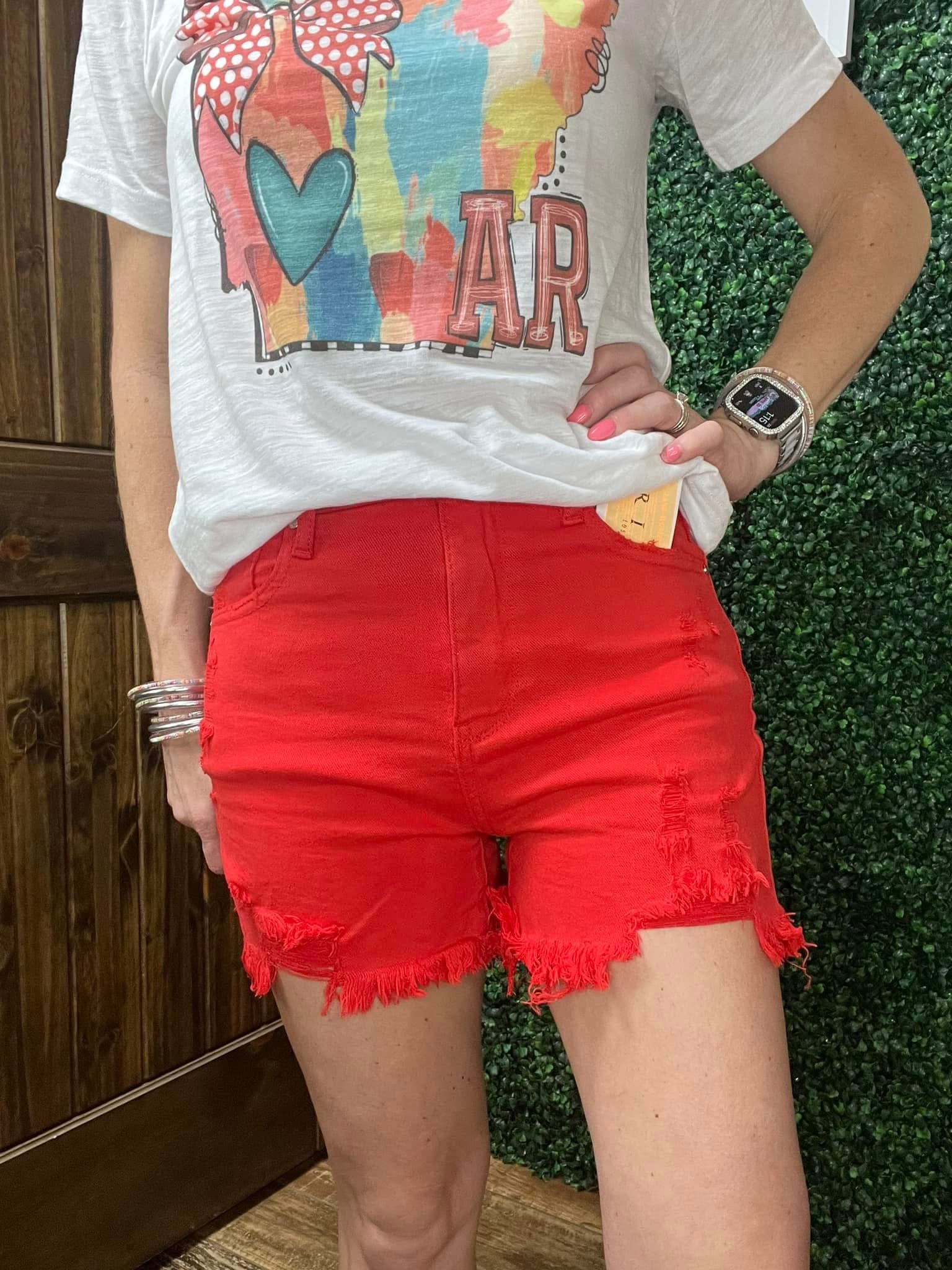 Risen Fiesta Frayed Hem Shorts