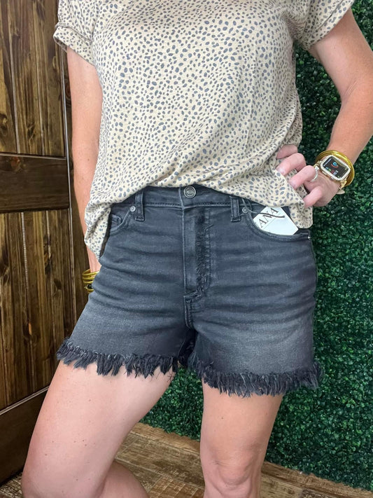 Black Acid Wash Denim Shorts (REG & PLUS)