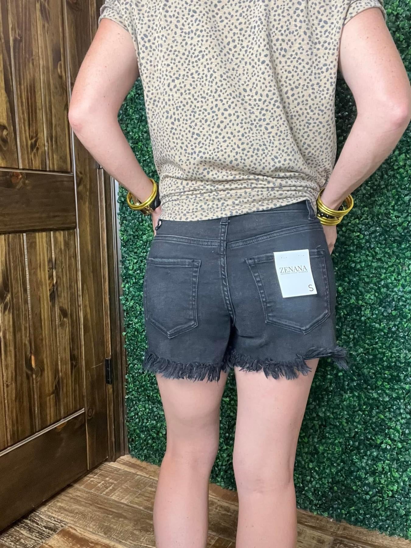 Black Acid Wash Denim Shorts (REG & PLUS)