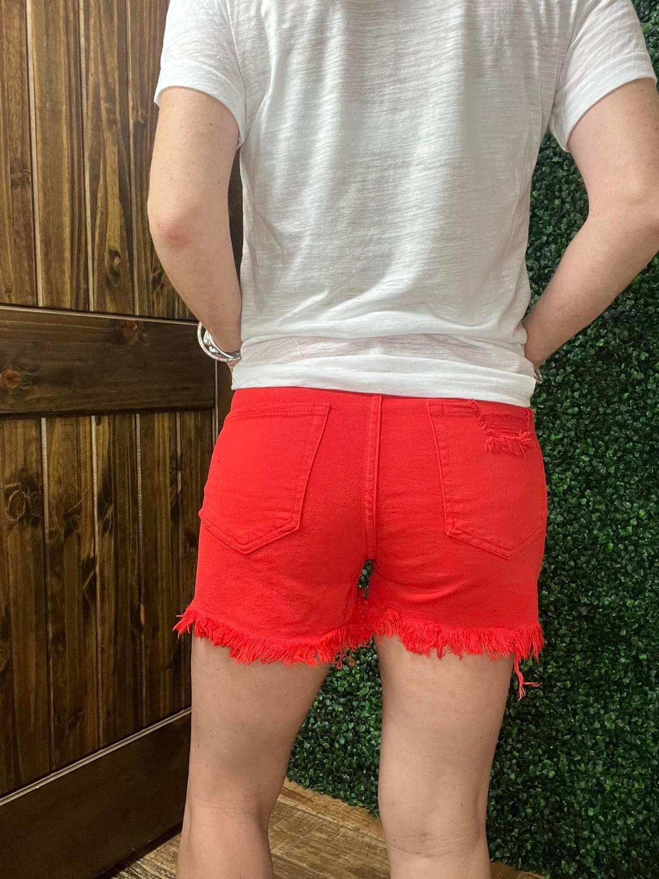 Risen Fiesta Red Denim Shorts