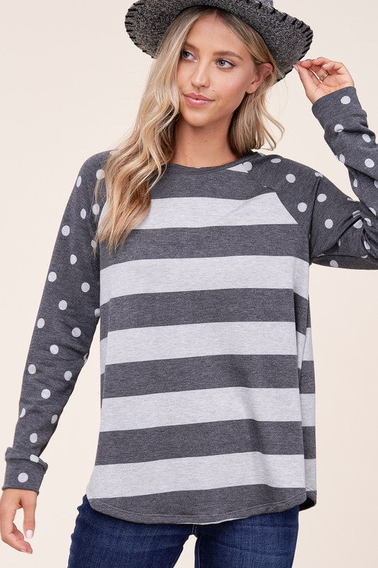 DOT STRIPE MIXED SWEATSHIRTS