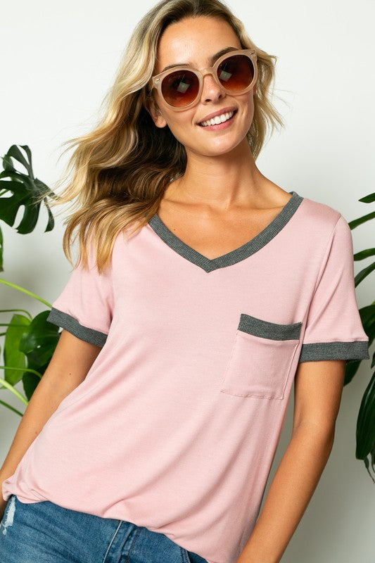 SOLID V NECK PLUS TOP