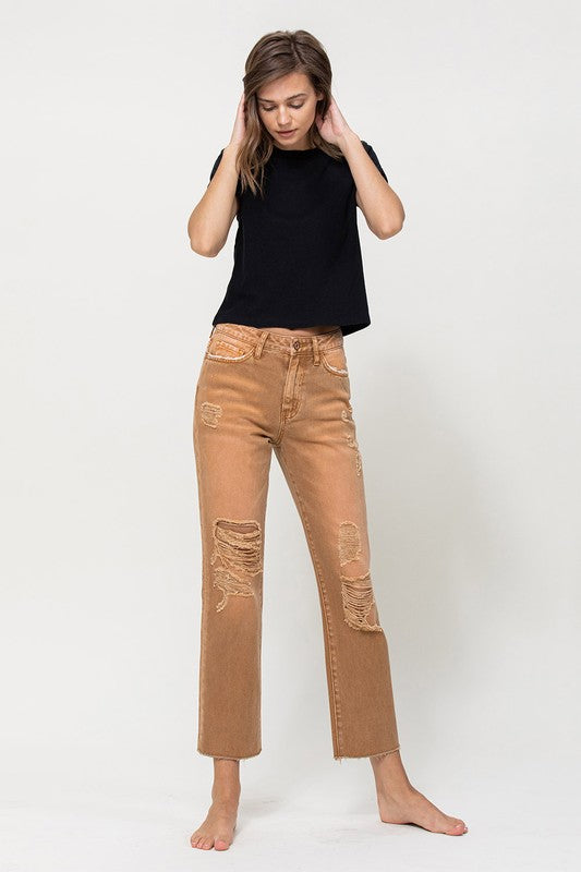 High-RIse Straight Crop Jeans