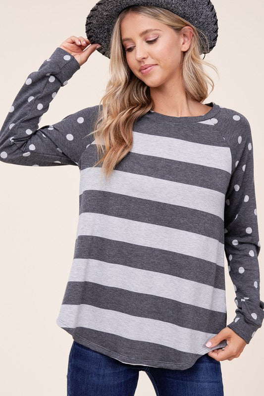 PLUS STRIPE MIXED SWEATSHIRTS