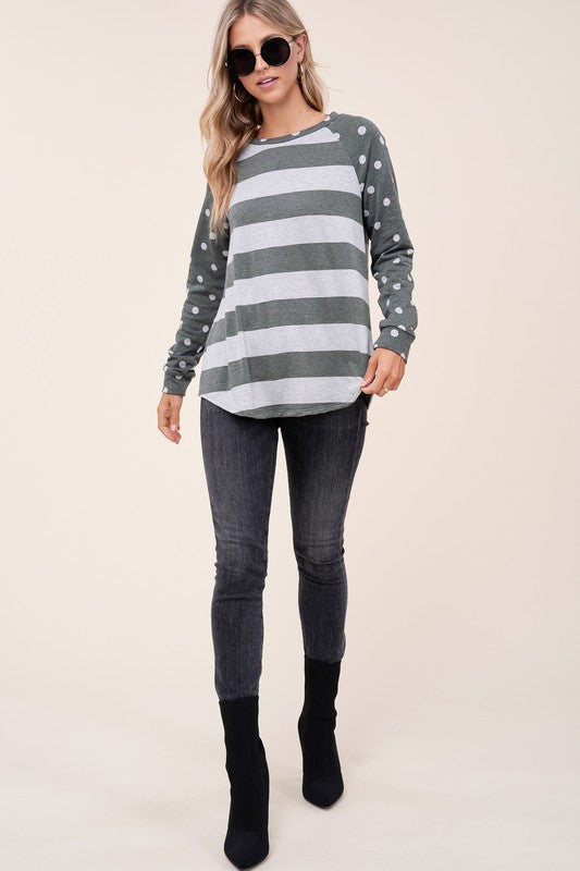 DOT STRIPE MIXED SWEATSHIRTS