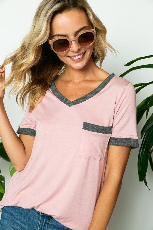 SOLID V NECK PLUS TOP